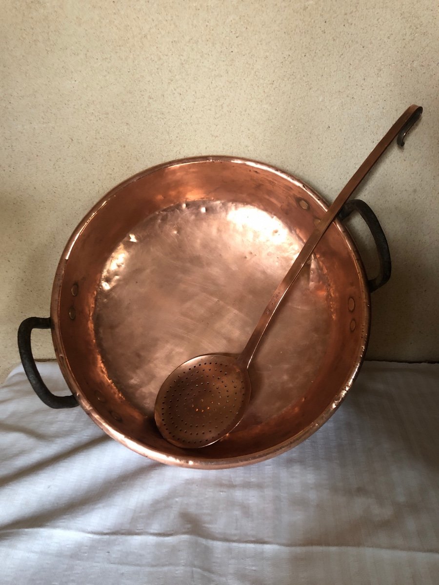 Copper Jam Basin And Skimmer. 19th Century-photo-7