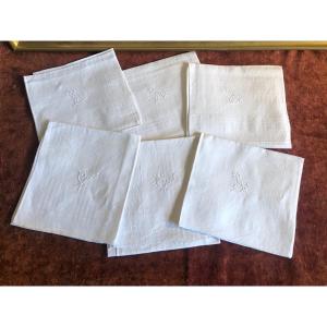 Pure Yarn Handkerchiefs (x6) With Embroidered Monogram 