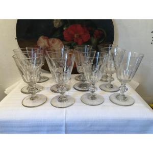 Verres En Cristal, Forme Tulipe ( X12). XIXème