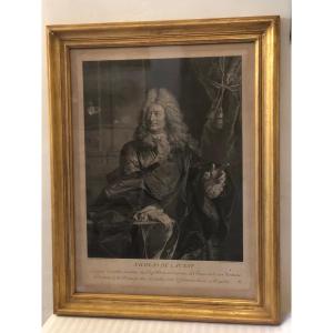 Engraving Nicolas De Launay D After Rigaud Golden Frame. 18th Century