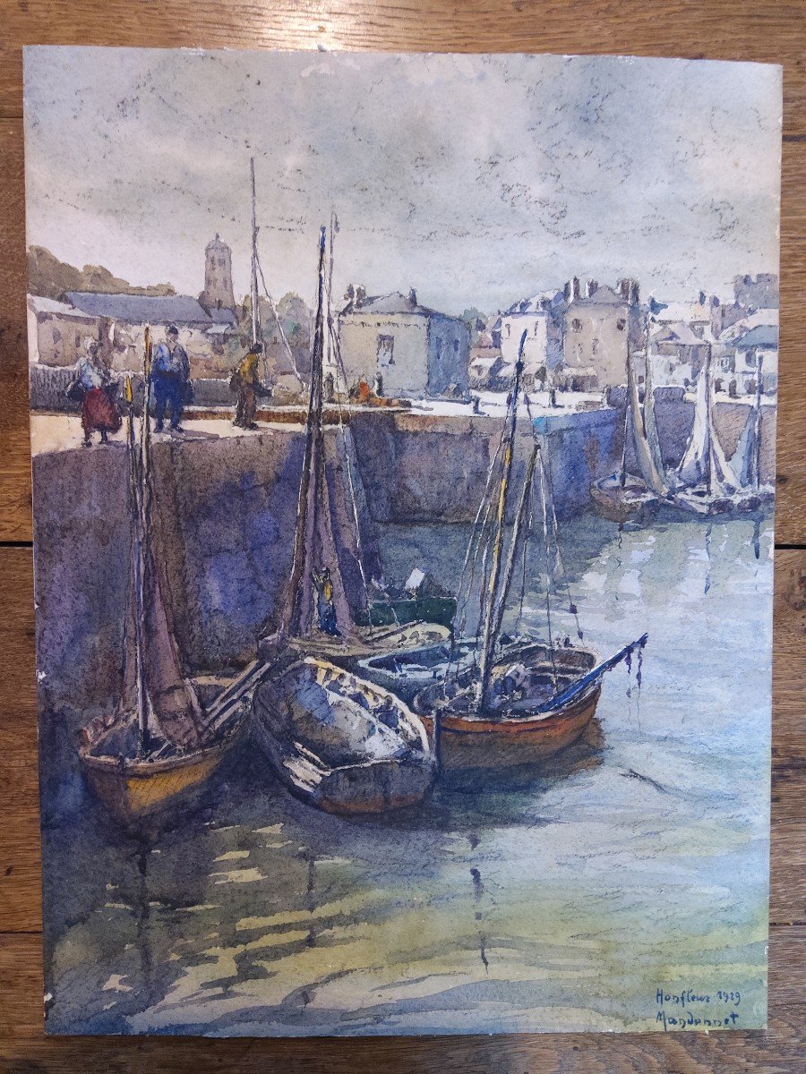 Aquarelle Pierre Mandonnet Honfleur 