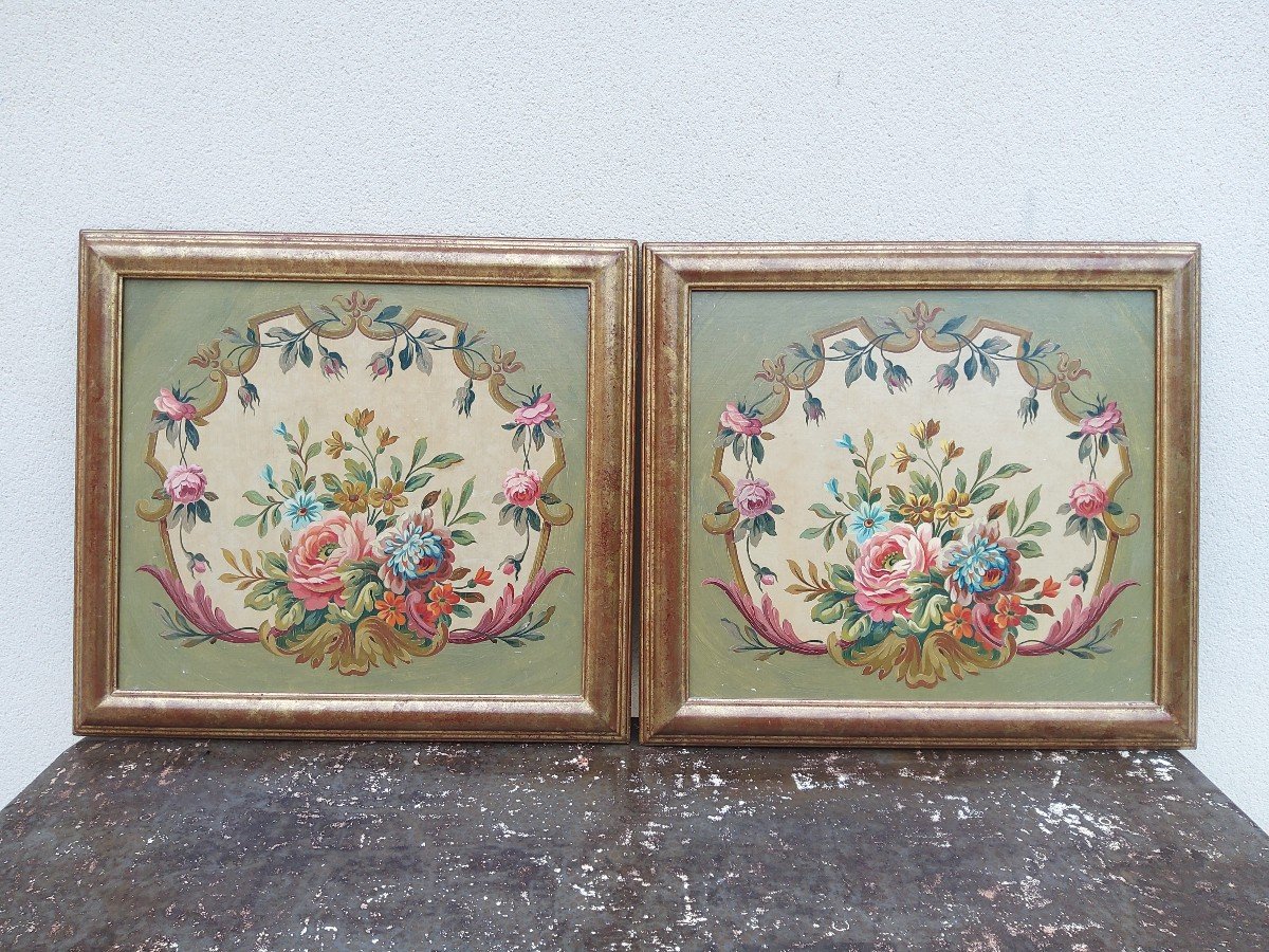 Pair Of Flowered Cartouches