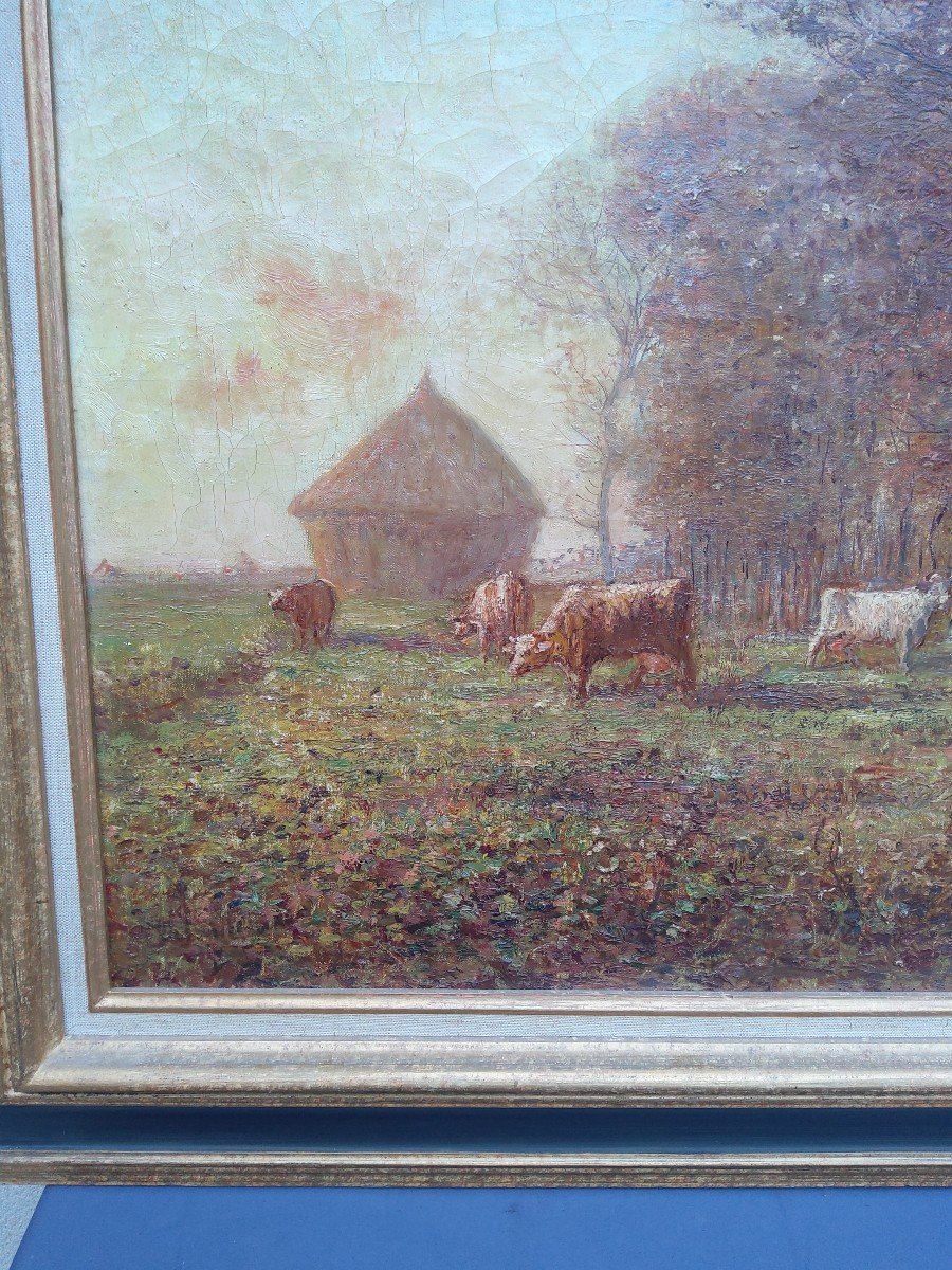 Oil On Canvas Louis Saraben School Of Le Havre Charles Lhullier-photo-2