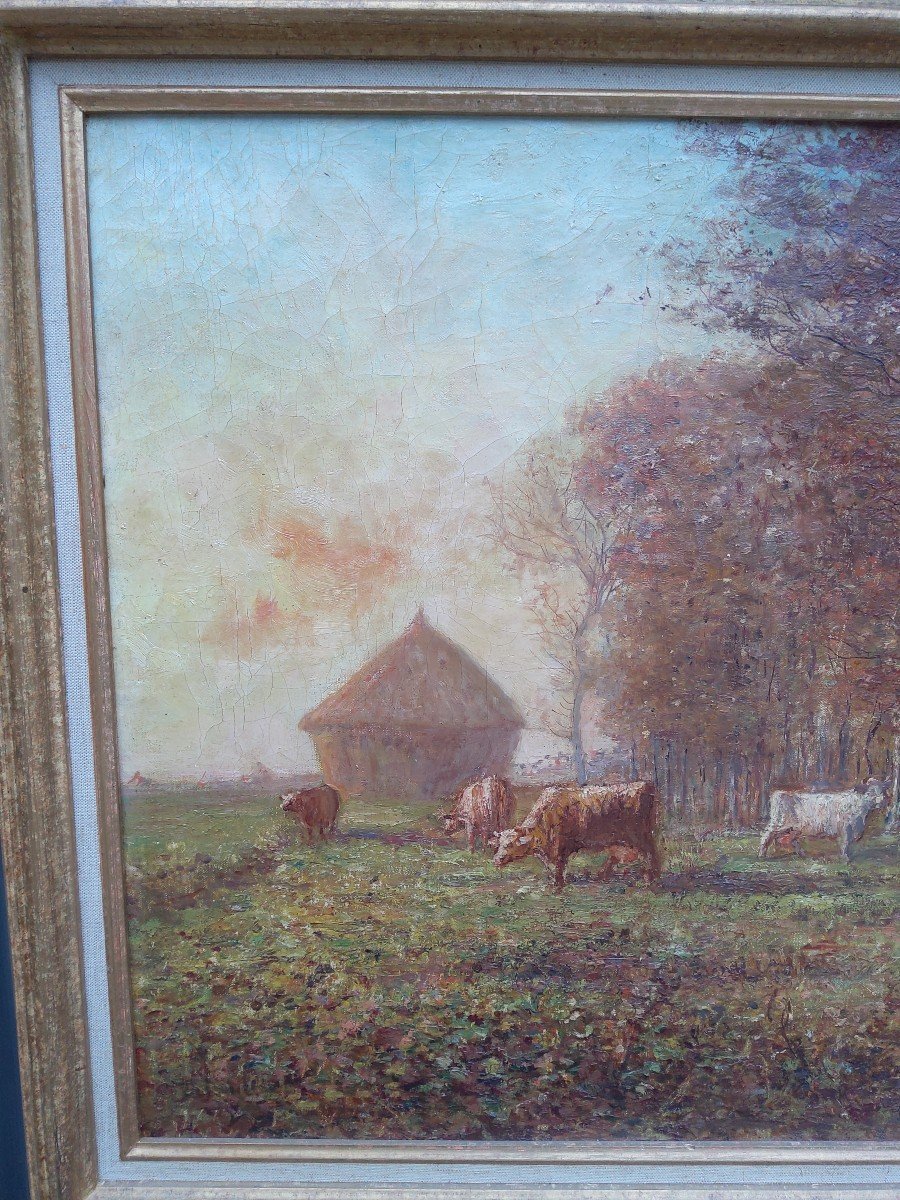 Oil On Canvas Louis Saraben School Of Le Havre Charles Lhullier-photo-4