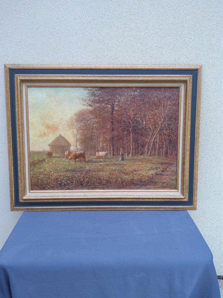 Oil On Canvas Louis Saraben School Of Le Havre Charles Lhullier-photo-5