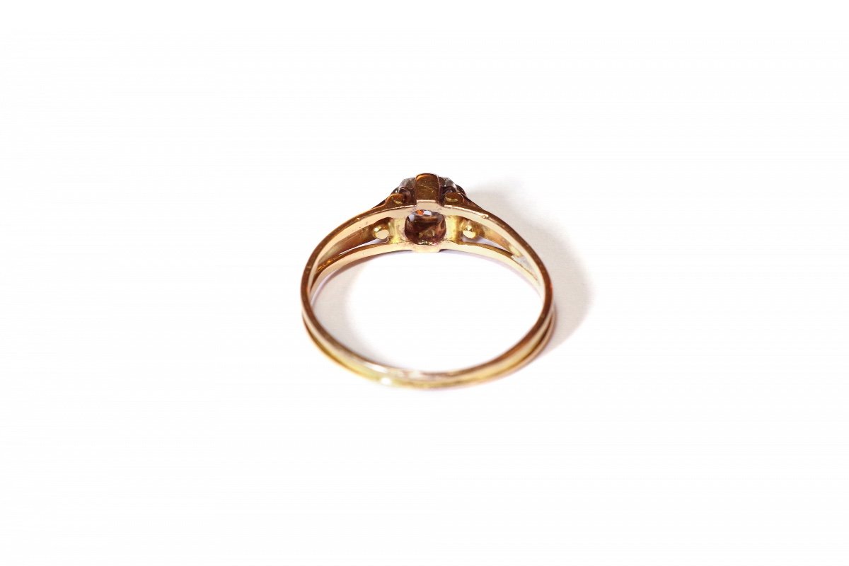 Antique Victorian Solitaire Diamond Ring In 18 Karat Pink Gold, Wedding Diamond Ring-photo-3