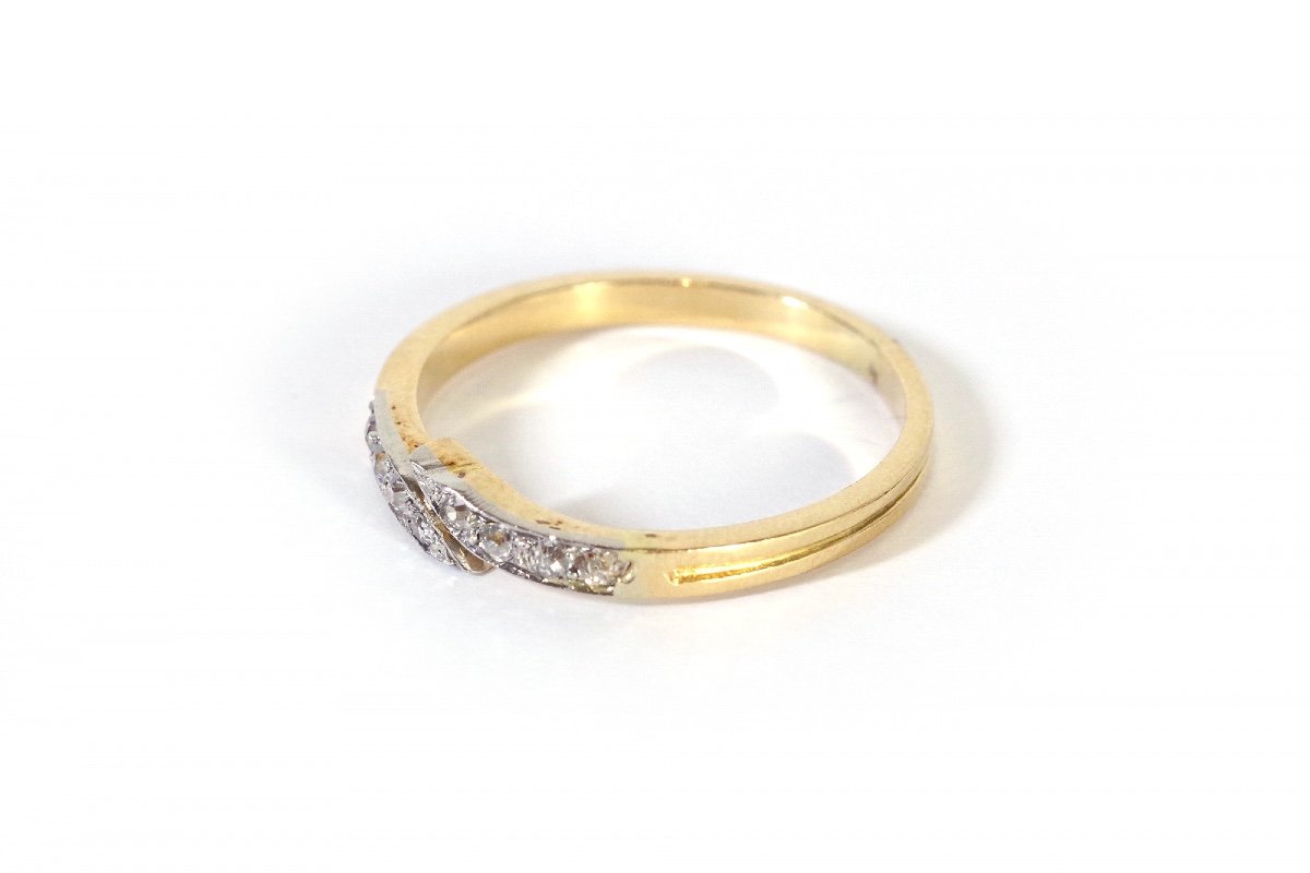 Antique Diamond Wedding Ring In Gold And Platinum, Edwardian Rose-cut Diamond Ring, Alliance, Antique Jewelry-photo-4