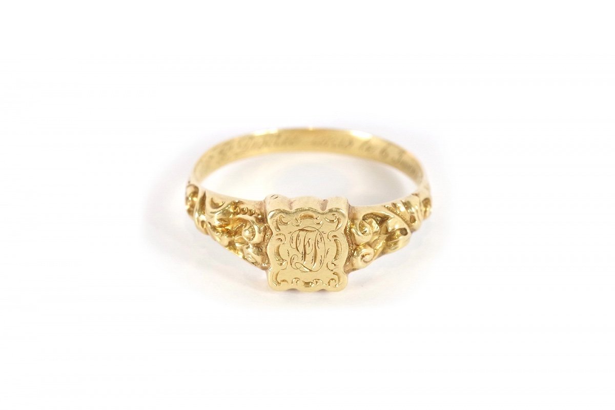 Antique Secret Signet Ring In 18k Gold, Ring For Men, Locket Ring, Fd Monogram-photo-1