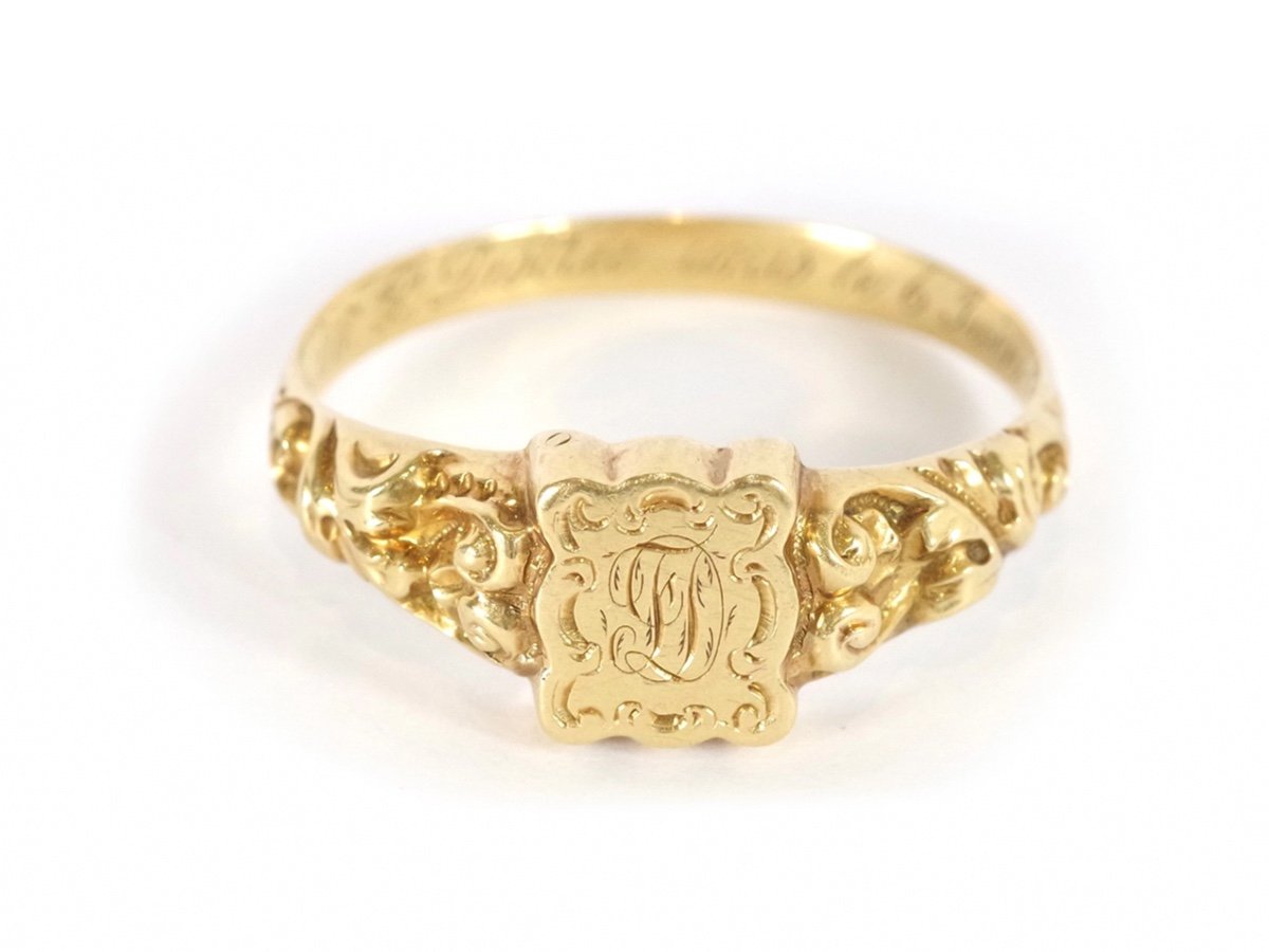 Antique Secret Signet Ring In 18k Gold, Ring For Men, Locket Ring, Fd Monogram