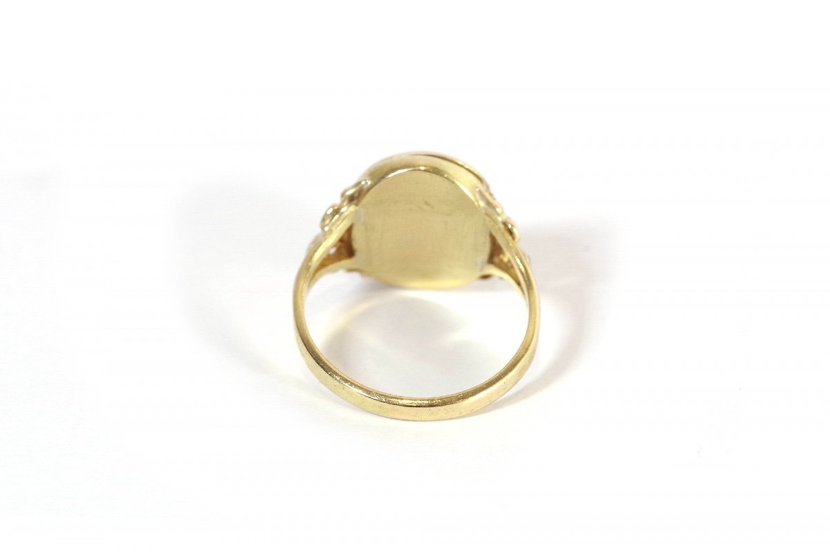 Gold Signet Secret Ring In 18k Gold, Letter "i", Ring For Men Or Women, Gold Locket Ring-photo-2