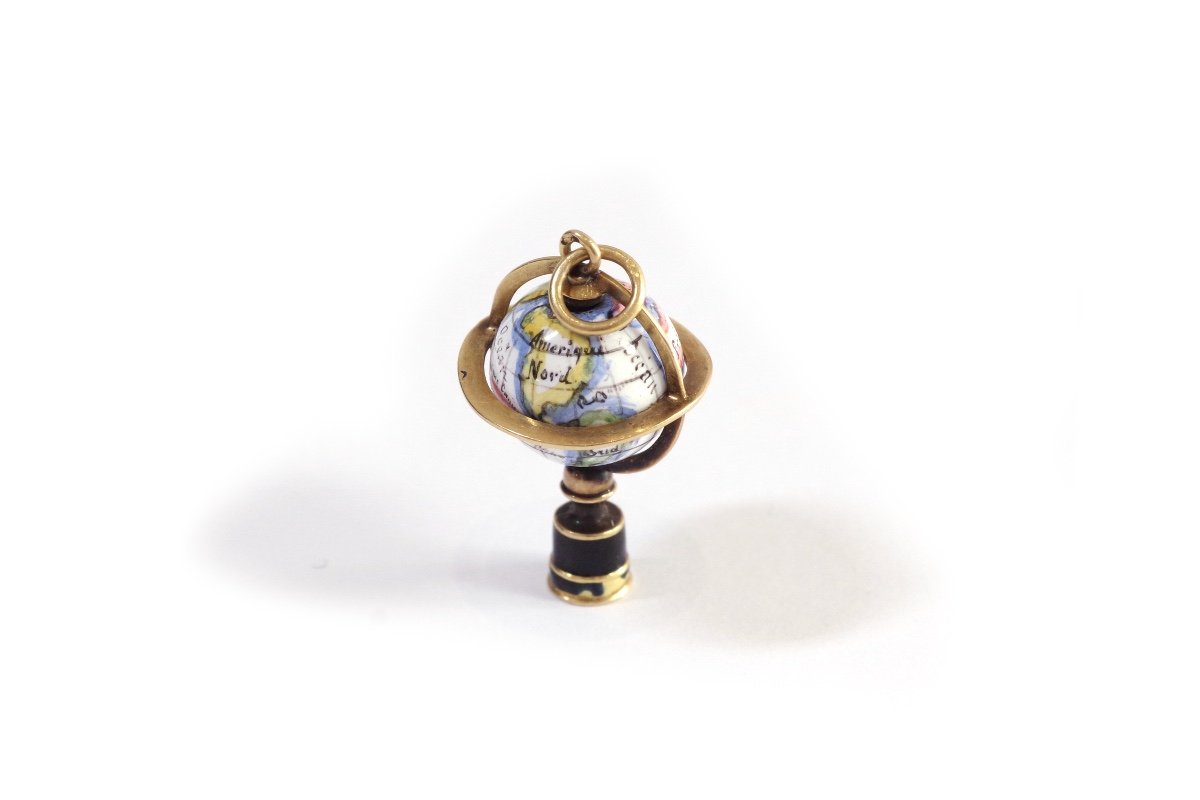 Pendentif Globe Terrestre Ancien En Or 18k, Charm's Globe Ancien, Pendentif Ancien, Map Monde-photo-4