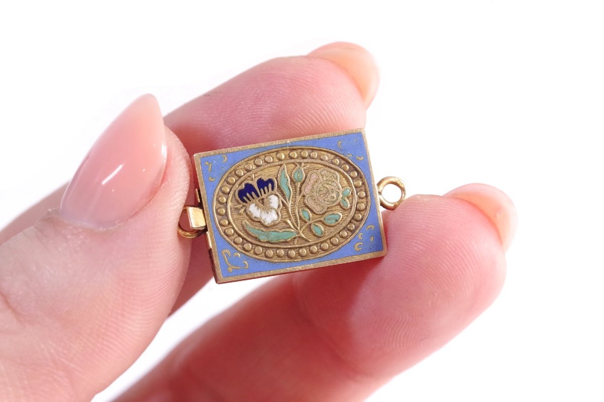 Normandy Flowers Enamel Clasp In 18k Gold, French Enamel Clasp, Regional Jewelry, Flowers