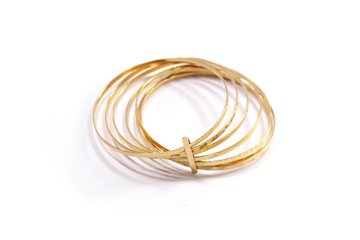 Gold Semainier Bracelet In Gold 18k, Vintage Bracelet, Bangle Bracelet, Pre-owned Jewelry-photo-3