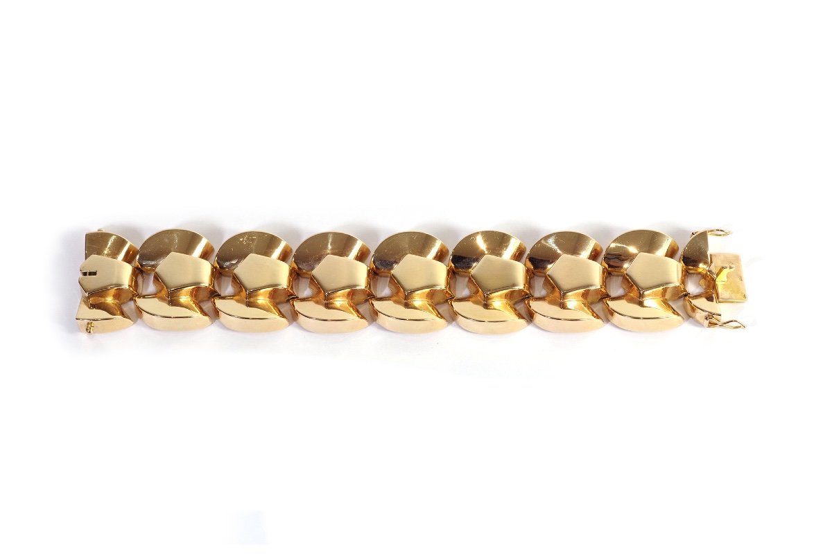 Tank Bracelet In 18 Karat Gold, Retro Tank Bracelet, Important Bracelet, Geometric Bracelet