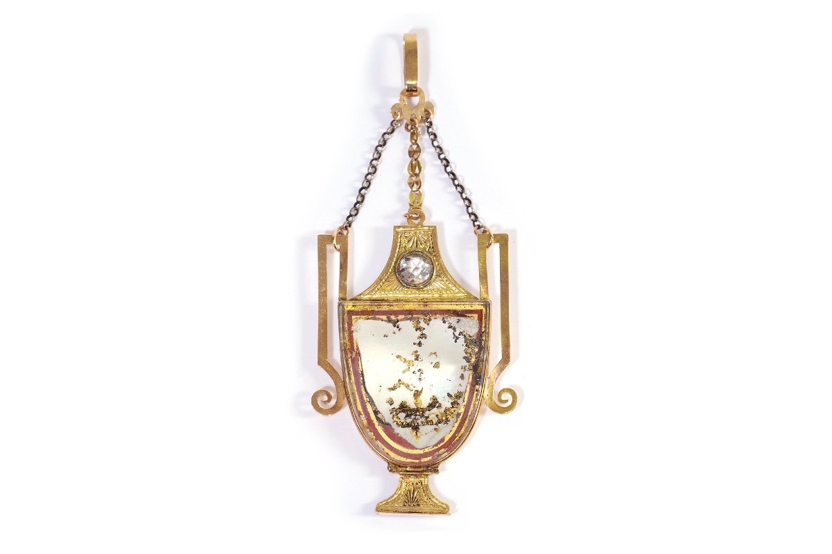 Pendentif Reliquaire Urne En Or  18k Et Argent, Pendentif Ouvrant, Amphore, Urne-photo-1