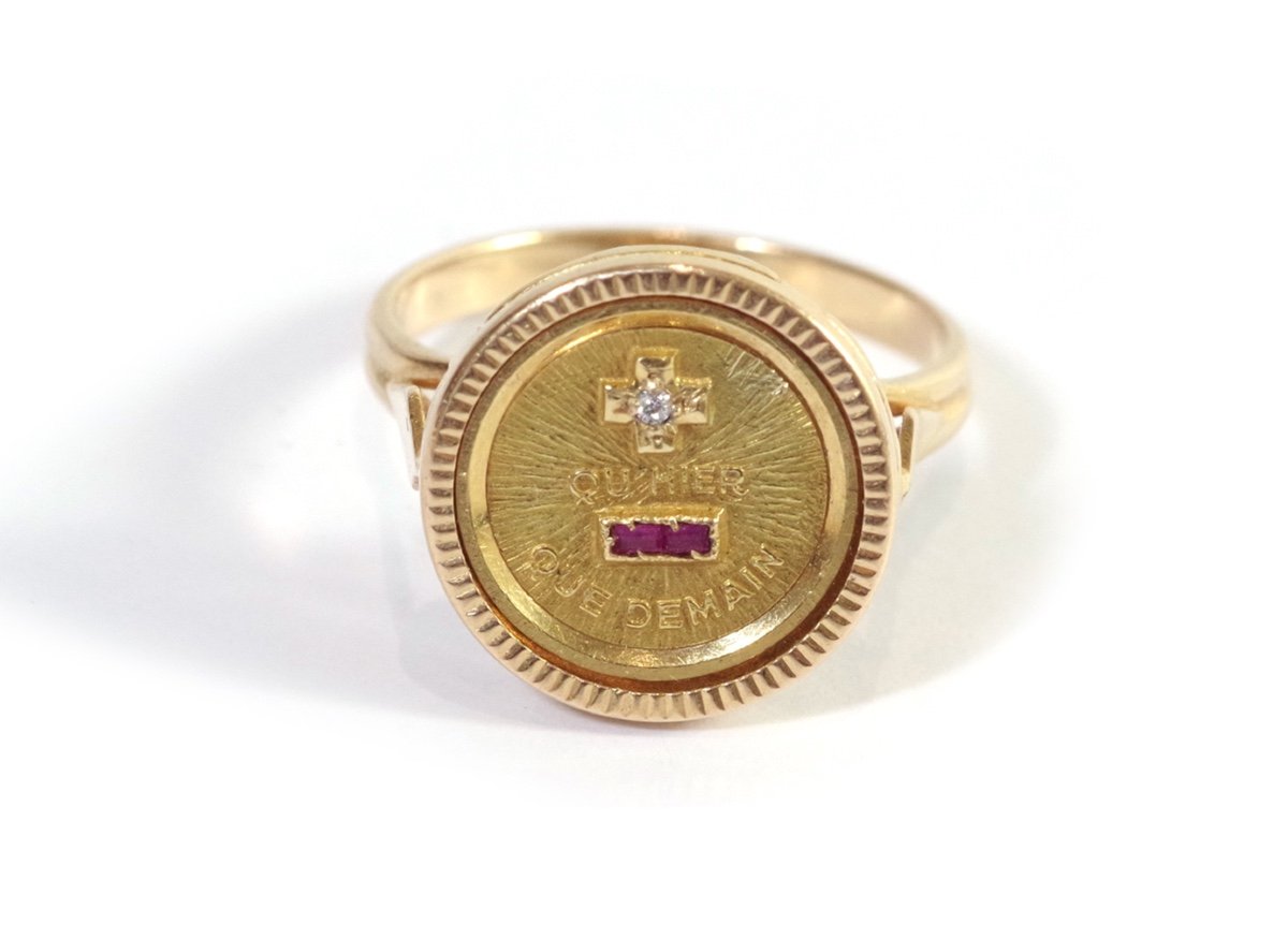 Bague d'Amour Augis Vintage En Or 18k, Médaille d'Amour Augis, Alphonse Augis