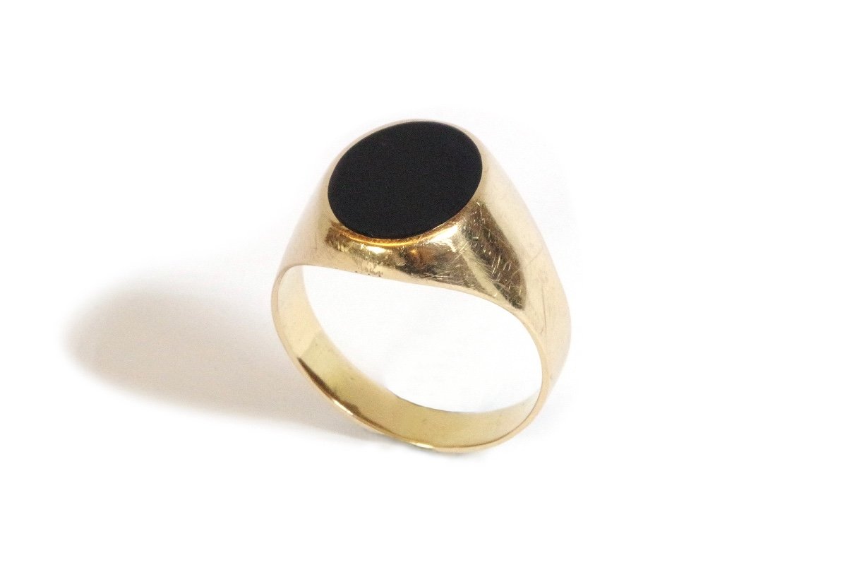 Large Signet Onyx Ring In 18k Gold, Men's Ring, Ring For Men, Onyx Ring, Signet, Man Jewelry-photo-3