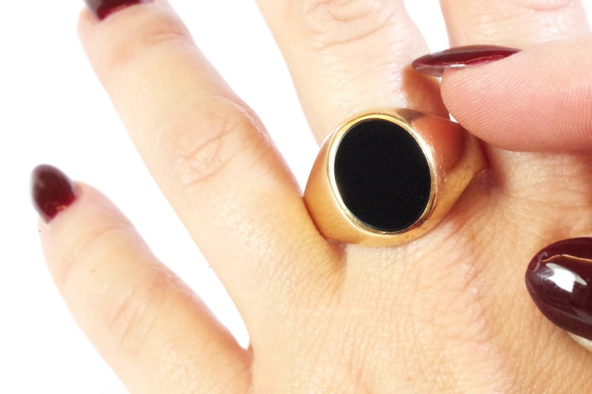 Large Signet Onyx Ring In 18k Gold, Men's Ring, Ring For Men, Onyx Ring, Signet, Man Jewelry-photo-1