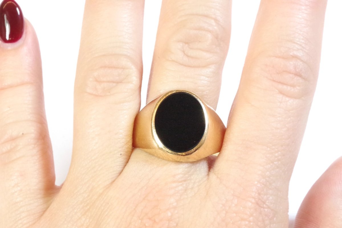 Large Signet Onyx Ring In 18k Gold, Men's Ring, Ring For Men, Onyx Ring, Signet, Man Jewelry-photo-2