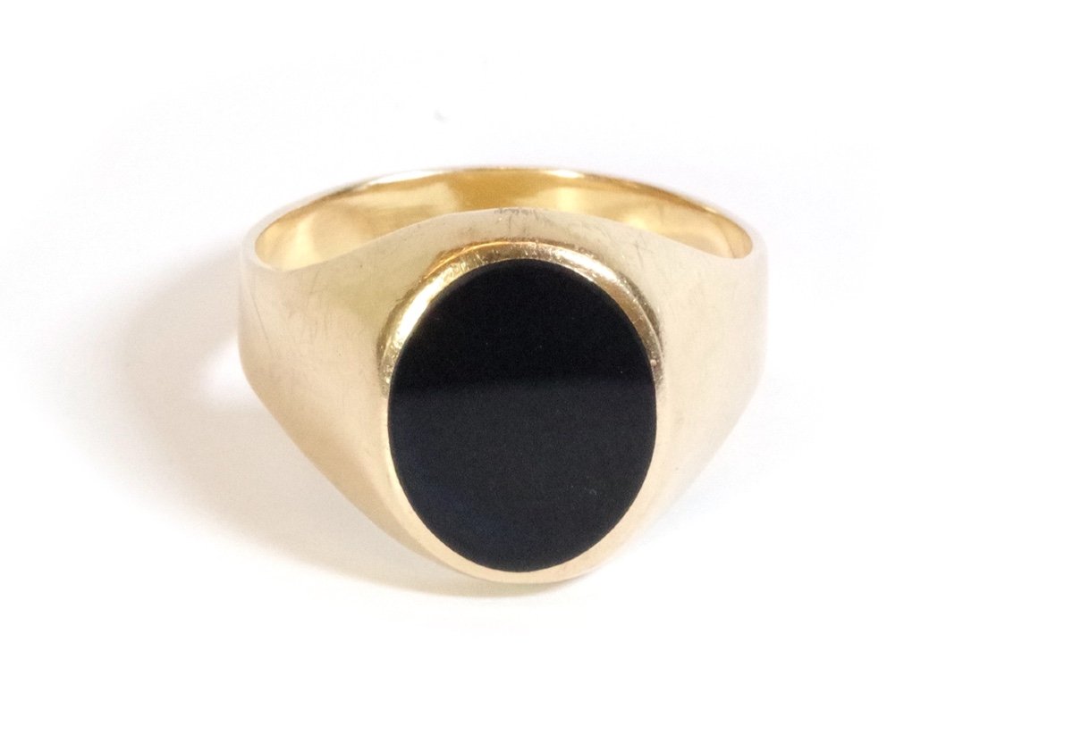 Large Signet Onyx Ring In 18k Gold, Men's Ring, Ring For Men, Onyx Ring, Signet, Man Jewelry