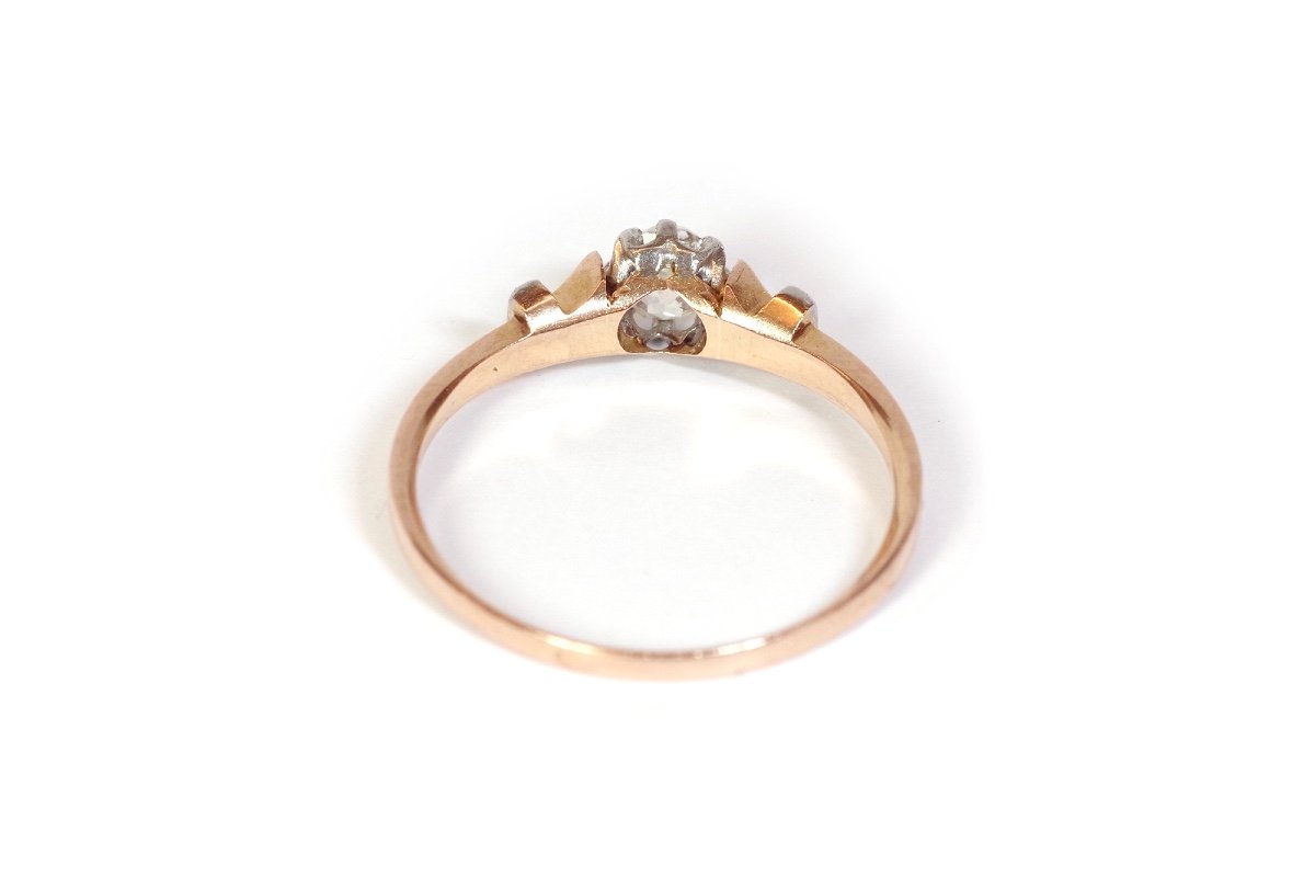 Bague Solitaire Diamants 0.25 Ct En Or Rose 18 Karats Et Platine, Mariage, Fiançailles-photo-2