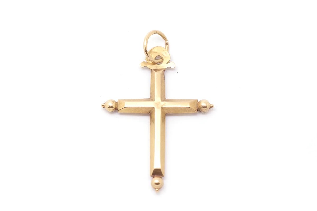 French Victorian Cross Pendant In 18k, Religious Pendant, Regional Jewelry, Baton Cross