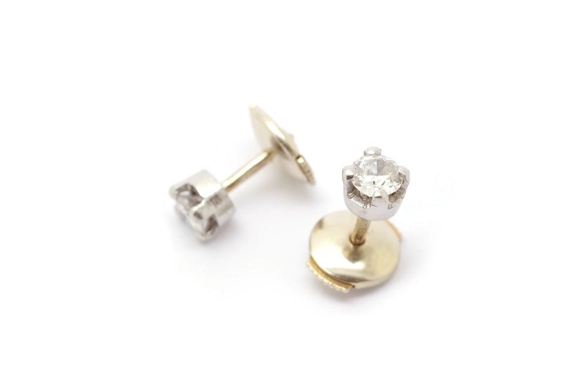 Platinum Diamond Stud Earrings In White Gold 18k And Platinum, Brilliant Cut Diamond-photo-2