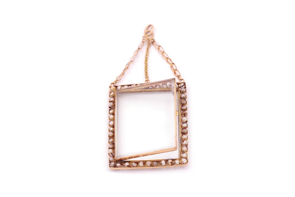 Georgian Rectangular Locket Pendant In 18k Gold, Antique Locket Pendant, Georgian Locket -photo-1