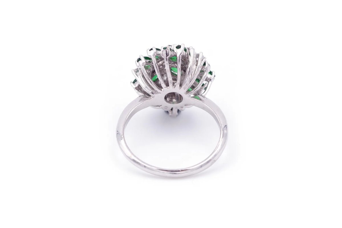 Green Tourmaline Diamond Ring In 14k White Gold, Cocktail Ring, Verdelite Ring-photo-1