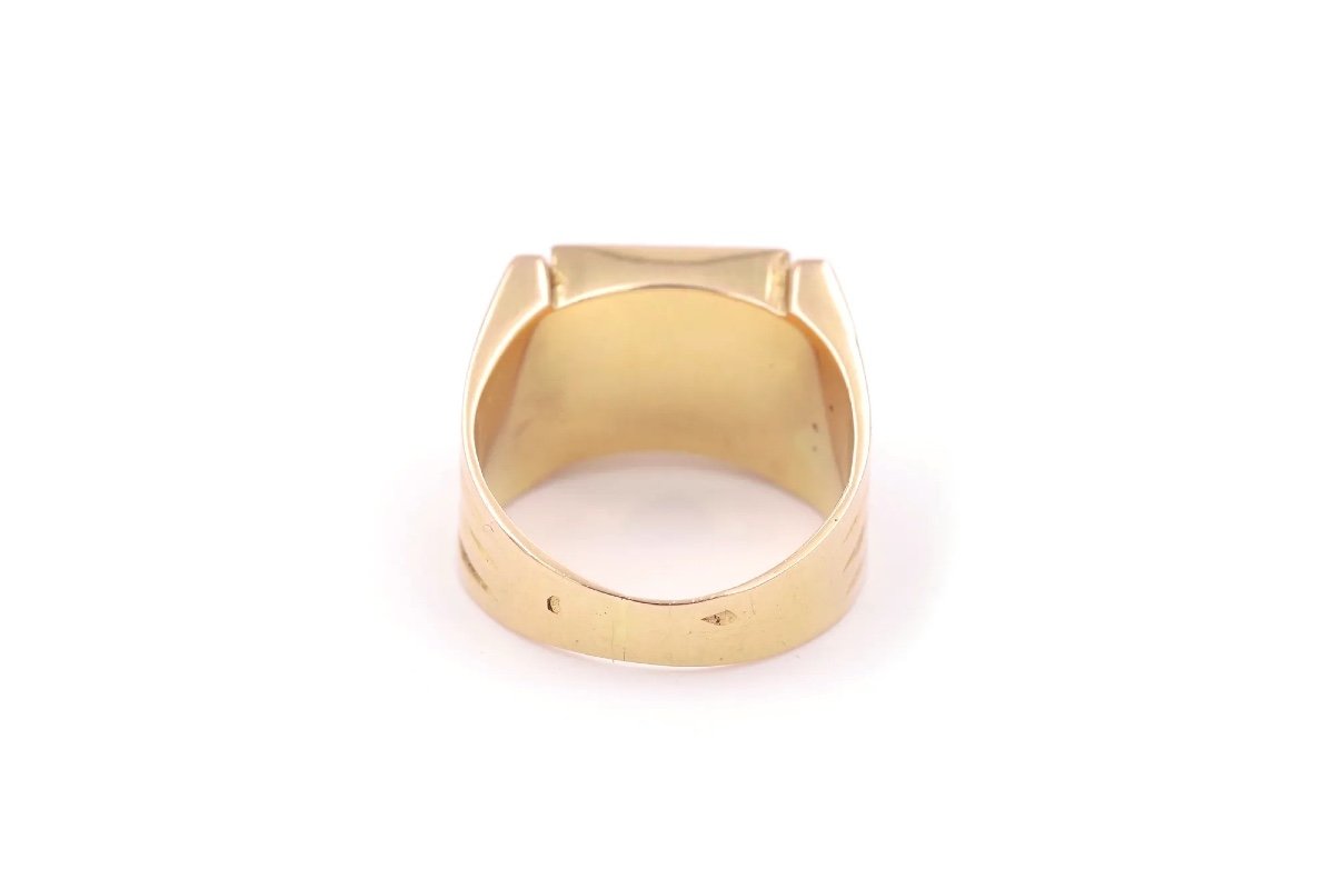 Onyx Signet Ring In 18k Yellow Gold, Retro Tank Ring For Men, Signet Ring, Black Onyx-photo-4