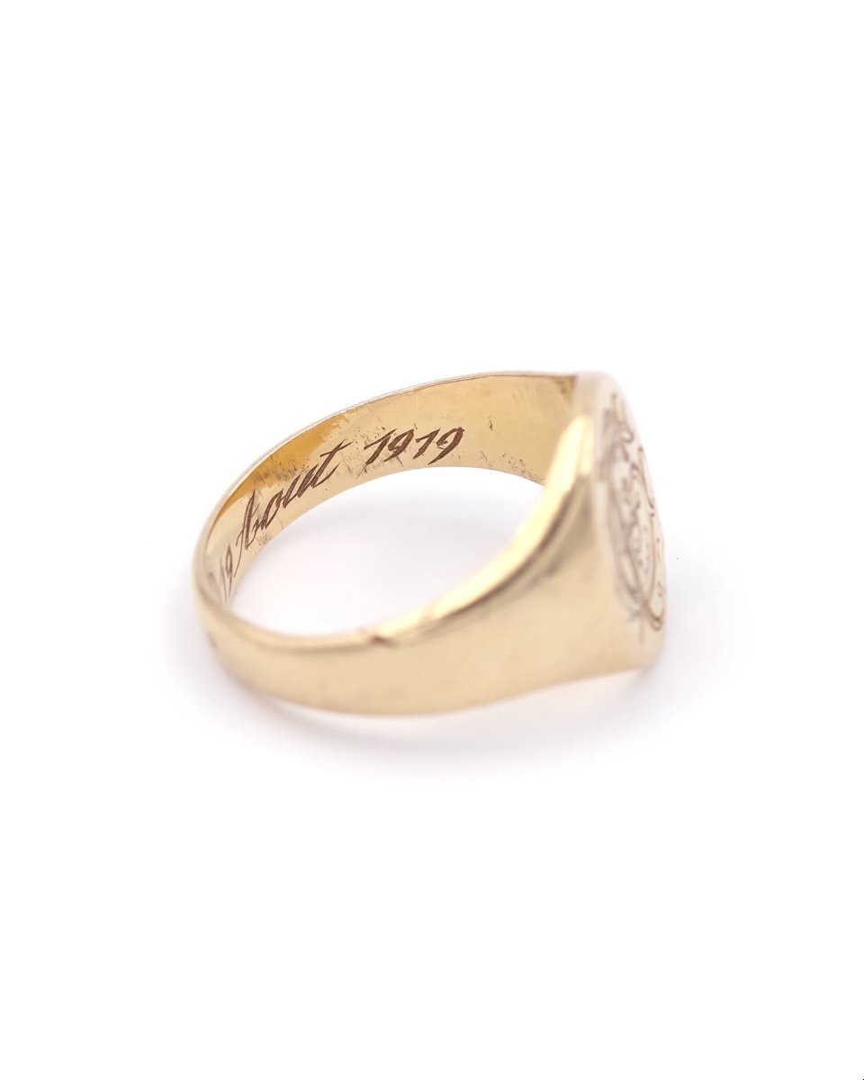 Bague Chevalière Gf En Or Massif 18k, Bague Monogramme Gf Ou Fg, Bijou Pour Homme-photo-3