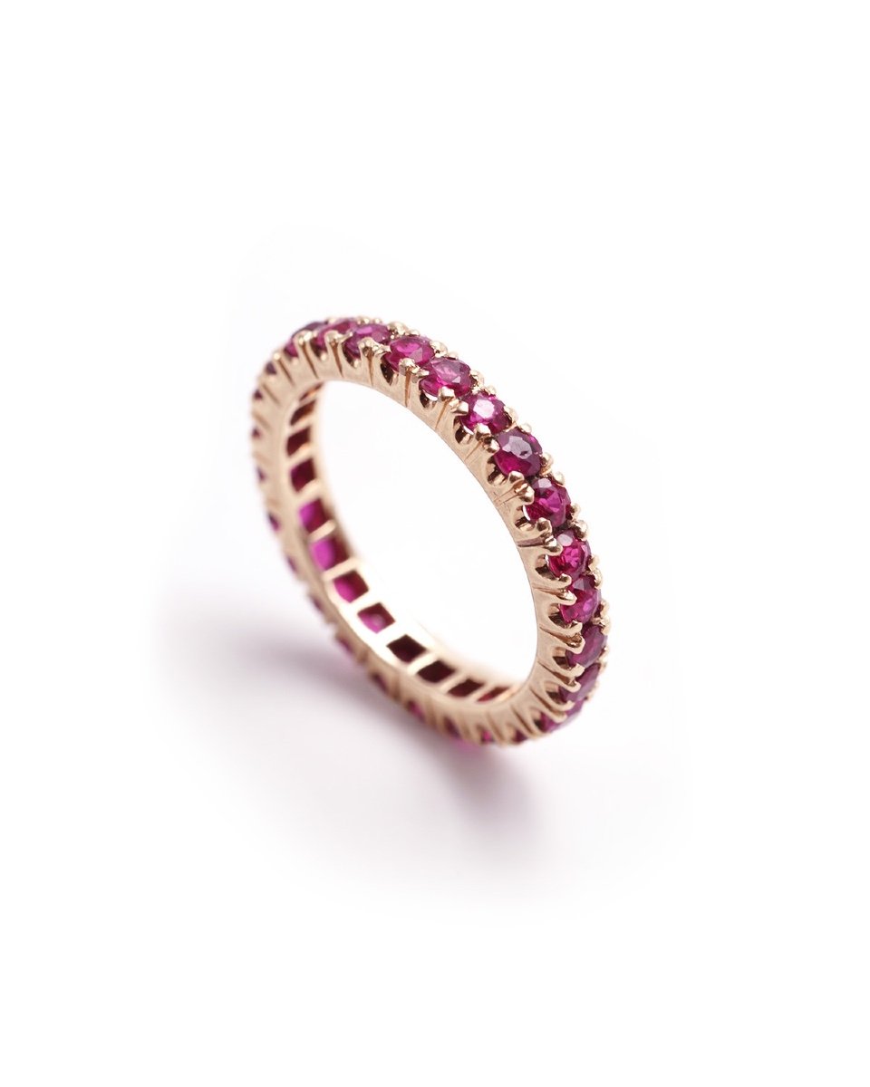 Eternity ruby Wedding Ring In 14 Karat Gold, Natural Ruby, Vintage Ring