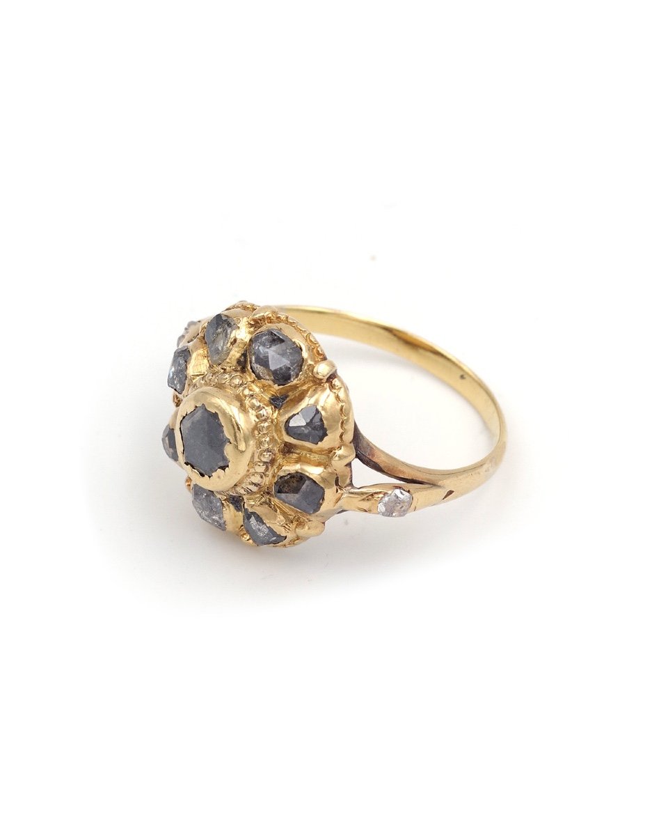 Georgian Iberian Cluster Ring In 18 Karat Gold, Spanish Ring, 18th Century Jewelry-photo-1