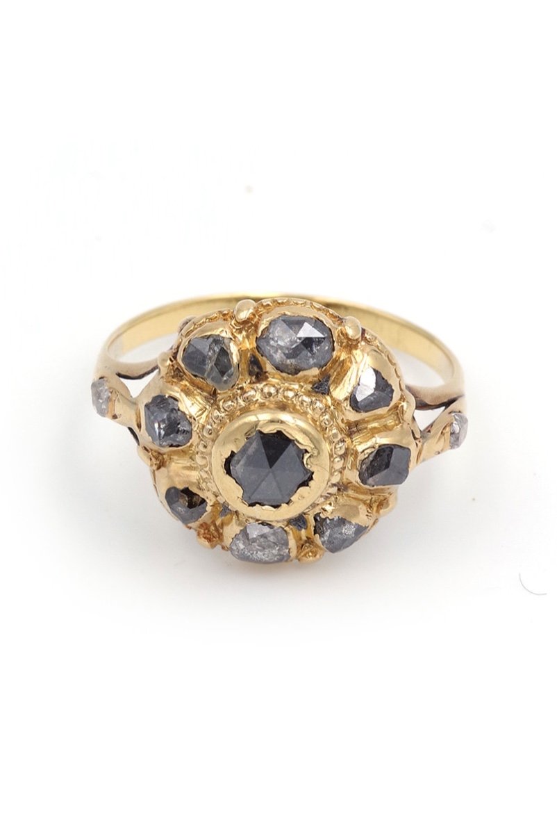 Georgian Iberian Cluster Ring In 18 Karat Gold, Spanish Ring, 18th Century Jewelry