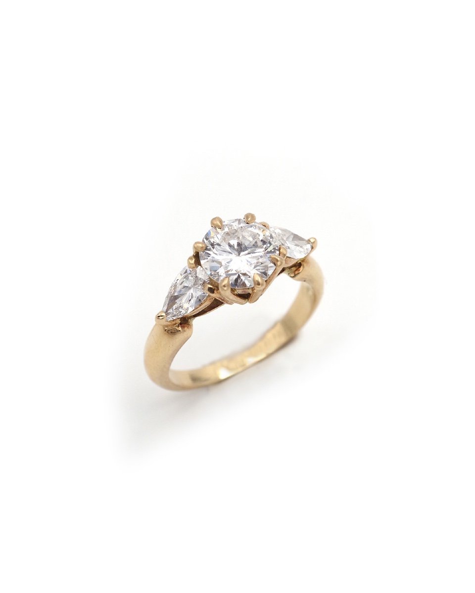 Bague Diamants 2.40 Ct En Or 18 Karats, Bague De Fiançailles Diamant 1.70 Ct, Bijou Vintage-photo-2