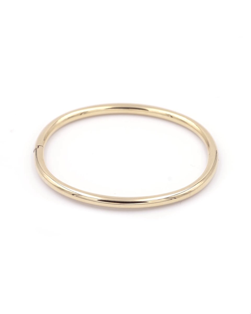 Vintage 18k Gold Bangle Bracelet, Retro Jewelry, Hollow Gold-photo-4