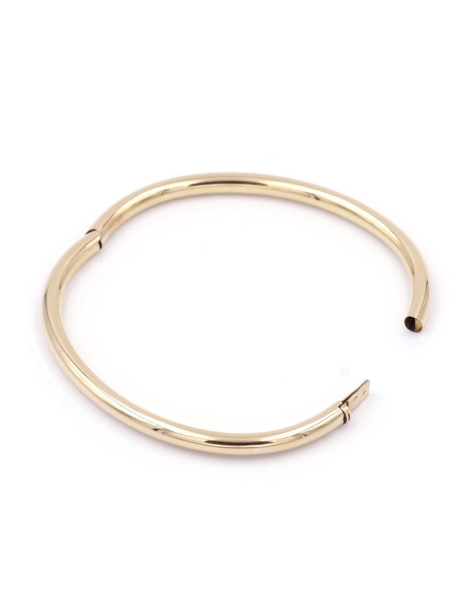 Vintage 18k Gold Bangle Bracelet, Retro Jewelry, Hollow Gold