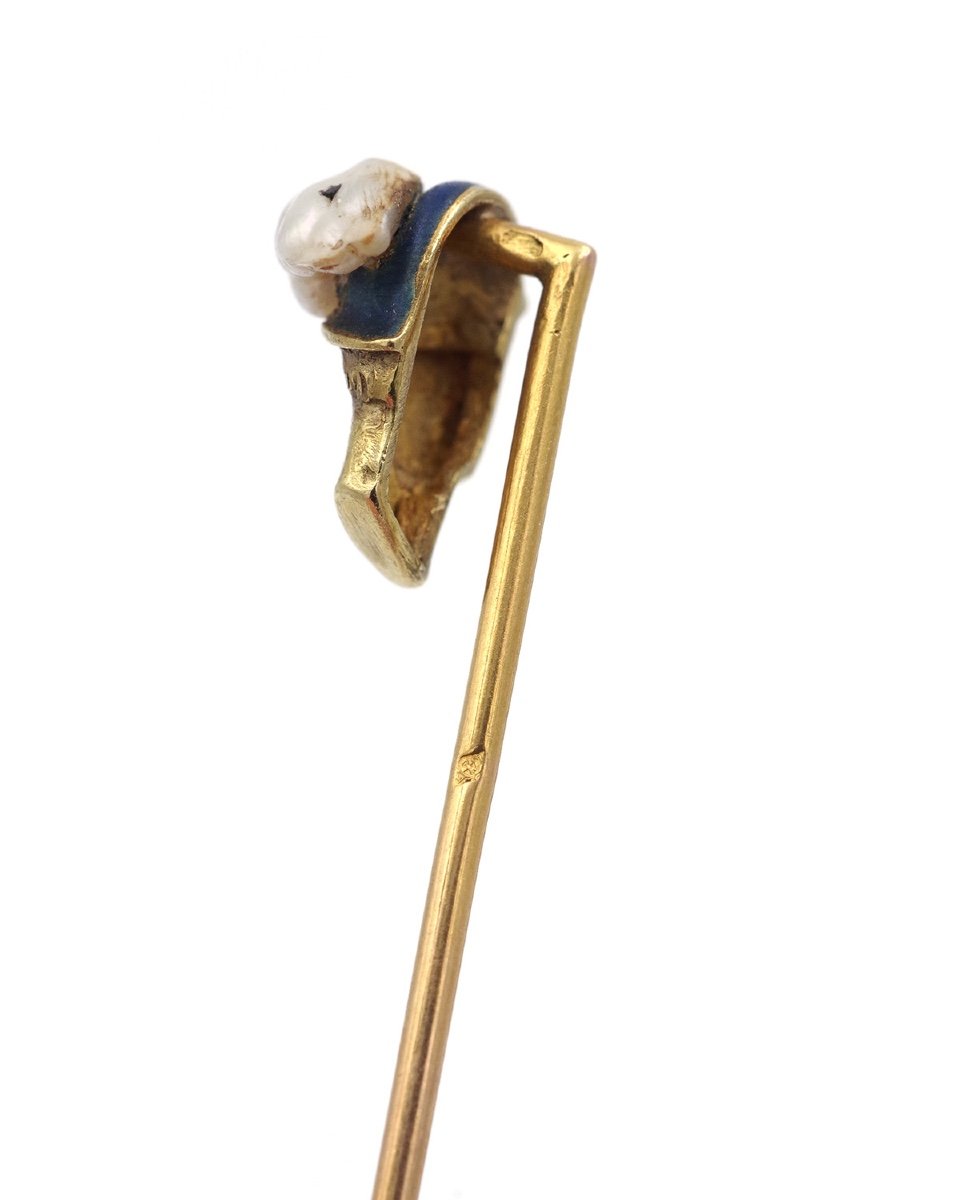 Hermès Louis Zorra Pin In 18 Karat Matte Gold, Fine Pearl, Art Nouveau, Mythology-photo-2