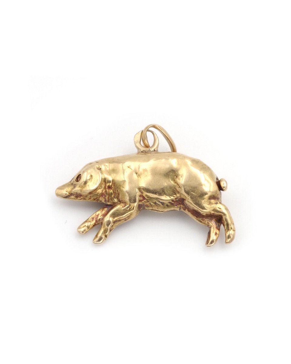 Pendentif Porte-bonheur Cochon En Or 14 Karats, Charm Porte-bonheur, Chance-photo-4