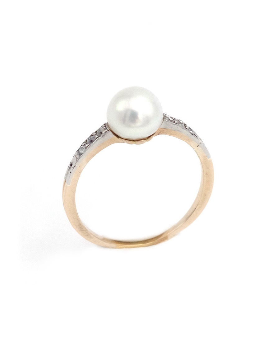 Certified Natural Pearl Ring In 18 Karat Gold And Platinum, Art Deco Ring, Natural Pearl