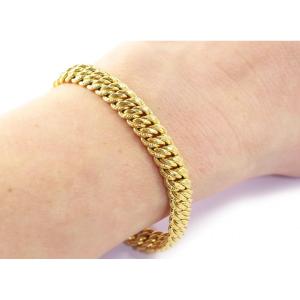 Bracelet mailles américaines en or 18k, bracelet ancien en or, bracelet vintage, gros bracelet