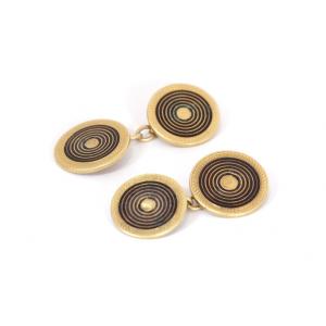 Boutons De Manchette Art Deco émail En Or 18k, Bijou Pour Homme, Bijou Ancien, émail Noir