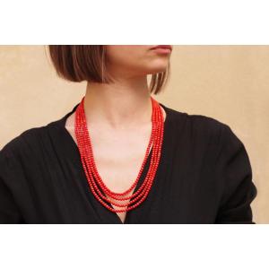 Collier Sautoir Perles Corail Multi-rangs Avec Un Fermoir En Or 18k, Collier De Perles