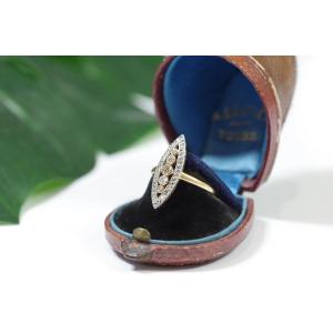 Navette Ring Diamonds In Gold 18k And Platinum, Brilliant-cut And Rose-cut