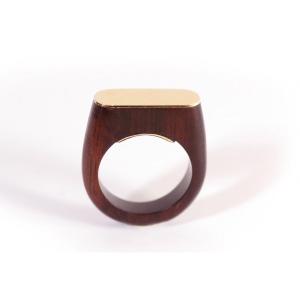 Wood And Gold Ring In 18 Karat Yellow Gold, Pre-owned Wood Gold Ring, Attributed To Vca, Pery