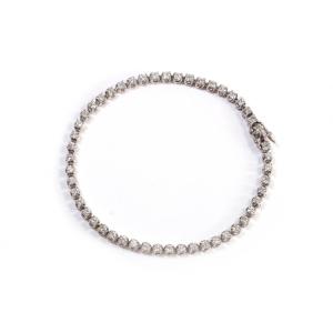 Diamond Line Bracelet 2.5 Cts In 18 Karat White Gold, Vintage White Gold Bracelet, 2.5 Cts