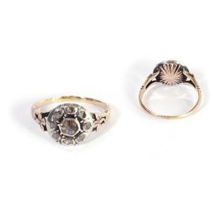 Georgian Diamond Ring In 18k Gold And Silver, Circular Shape Ring, Silver And Gold Ring