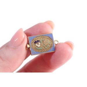 Normandy Flowers Enamel Clasp In 18k Gold, French Enamel Clasp, Regional Jewelry, Flowers