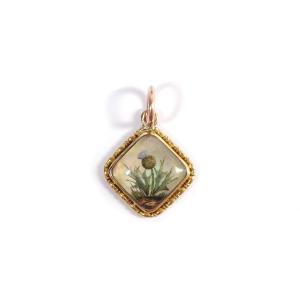 Scottish Edwardian Thistle Pendant In 14k Gold, Victorian Pendant, Essex Cristal