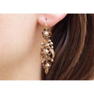 Longues Boucles D’oreille Catalanes En Or 14 Karats, Pendants d'Oreille Anciens, Bijou Catalan